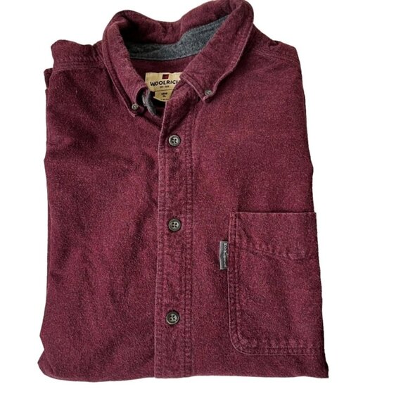 40% off! Woolrich Men's shirt XL red button down flannel shirt ruby heather cott - Picture 1 of 7